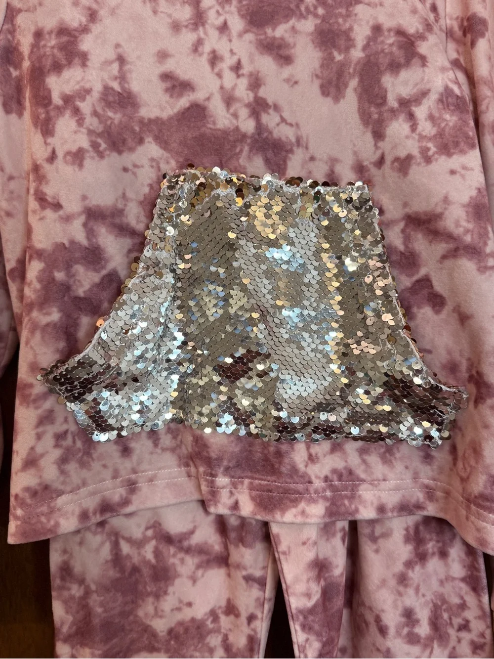 Sunset Sky Girls Velour Tie Dye Sequin Hoodie & Jogger Pants Set - Size 7/8